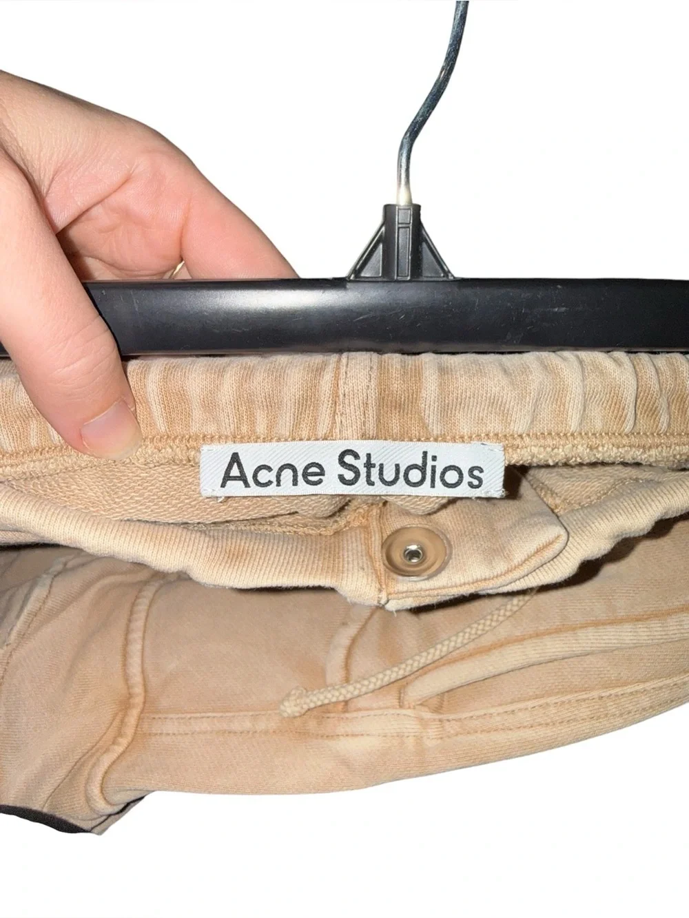 Acne Studios Wide Leg Cargo Sweatpants Tan Camel Washed Cotton Unisex Size XXS